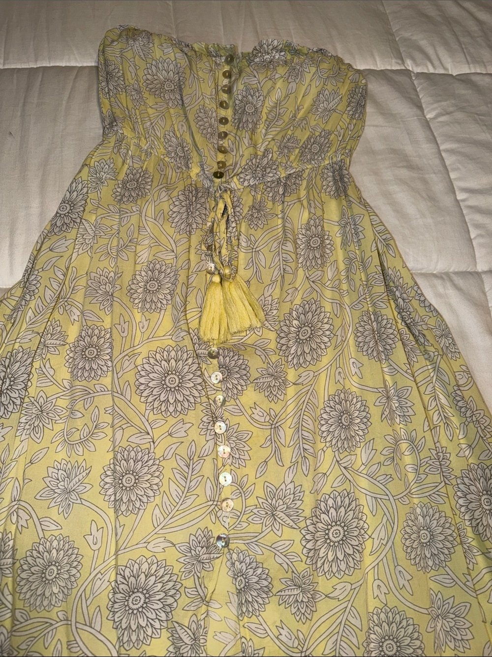 Strapless Yellow Floral Maxi Dress - Picture 3 of 6